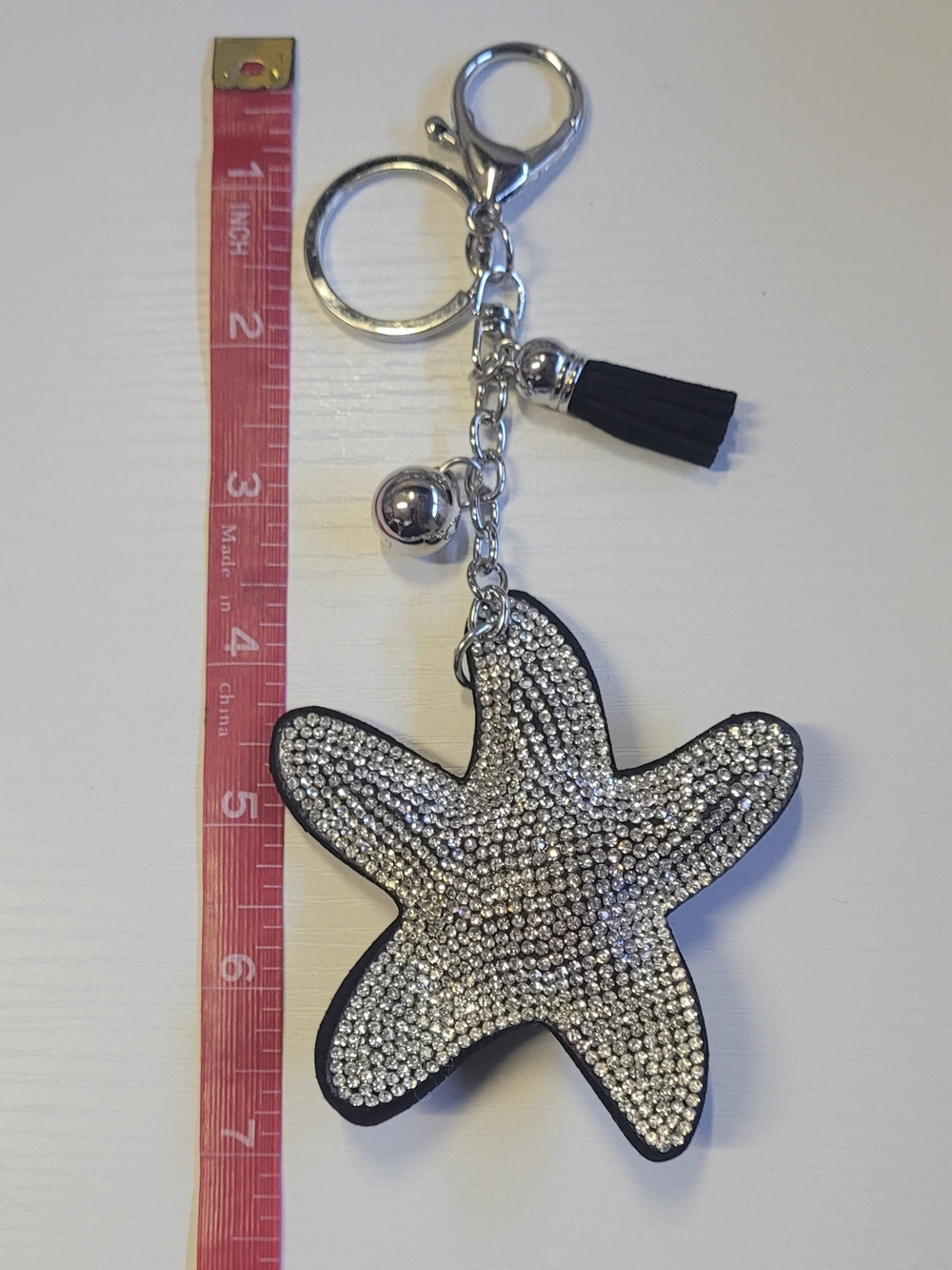 Midnight Sparkling Starfish Keychain Charm